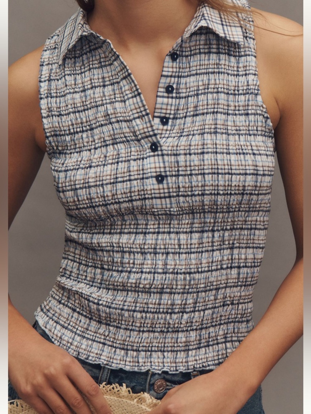 Anthropologie Pilcro sleeveless shirred top
